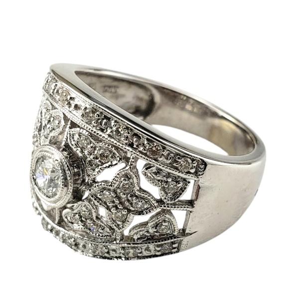 BJC 14 Karat White Gold and Diamond Band Ring Size 7.25 #20621 - Picture 3 of 8